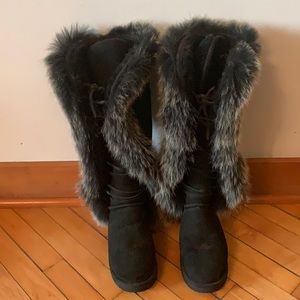 Mou, Size 8, genuine shearling and fox fur, knee high